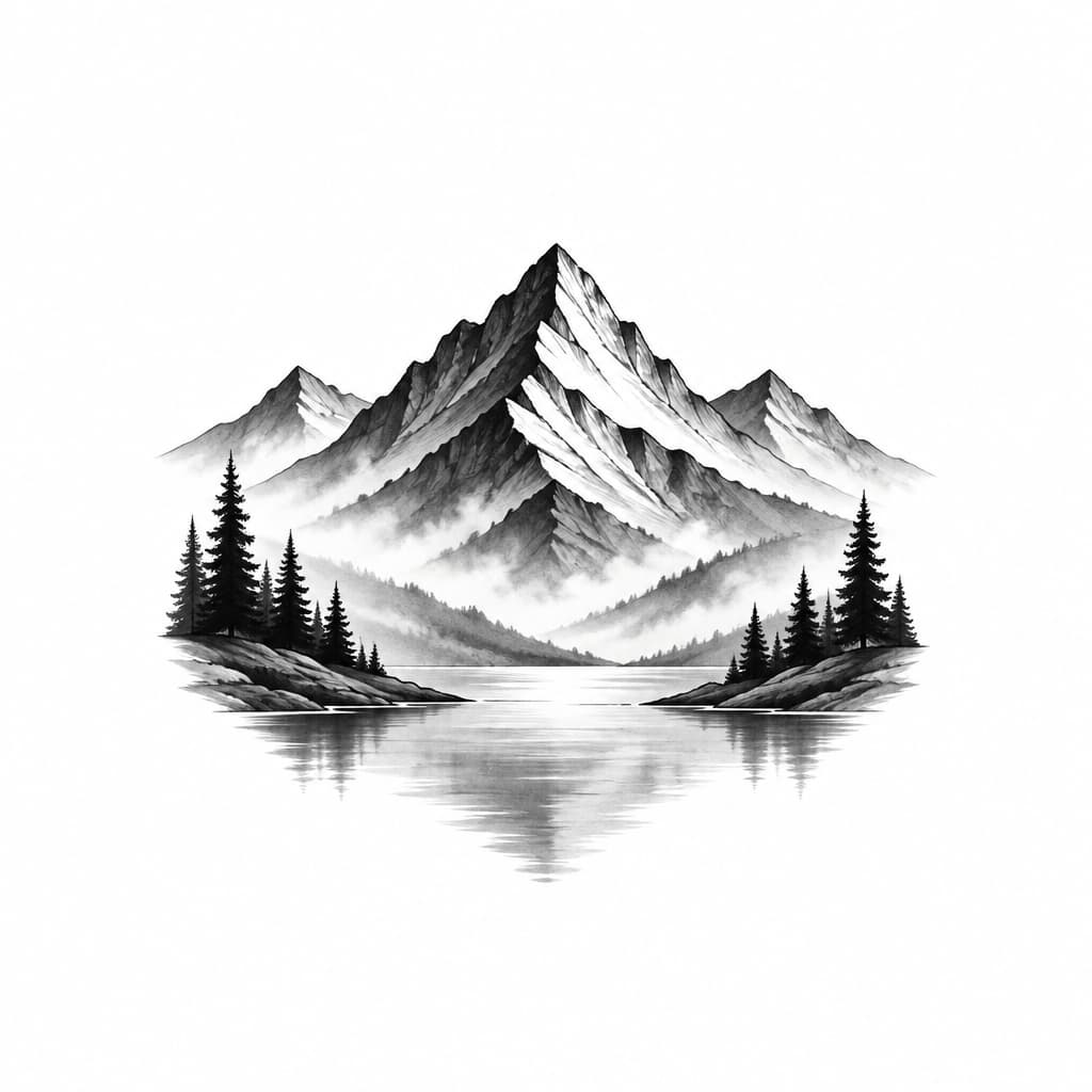 A minimalist mountain landscape