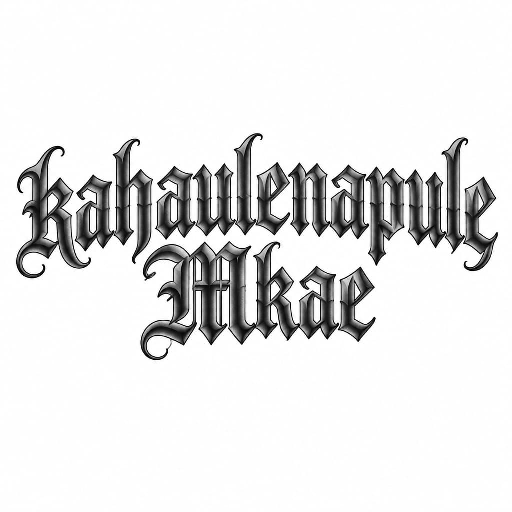 The tattoo will be a name is kahaulenapule Mkae it shaded and in old English font