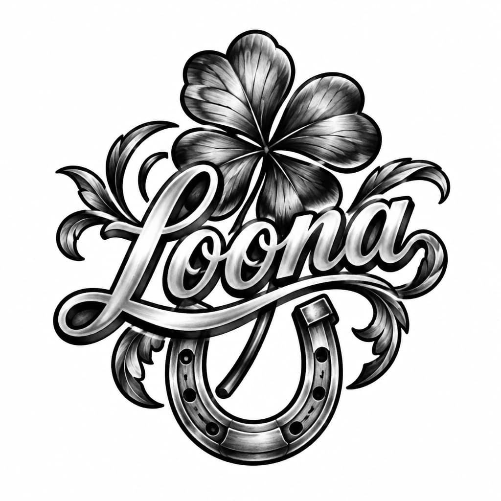 AI 生成的 A tattoo concept featuring the name Loona in Pacifico… 纹身设计