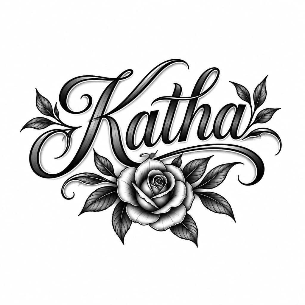 AI 生成的 A tattoo concept featuring the name Katha in Great Vibes… 纹身设计