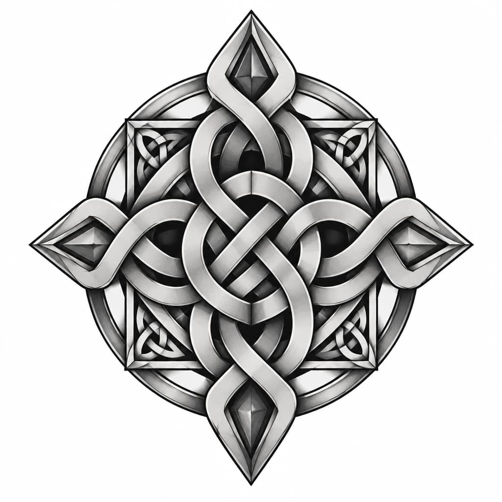 Celtic knot with geometric patterns