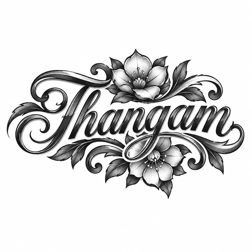 AI 生成的 A tattoo concept featuring the name Thangam in Great Vibes… 纹身设计