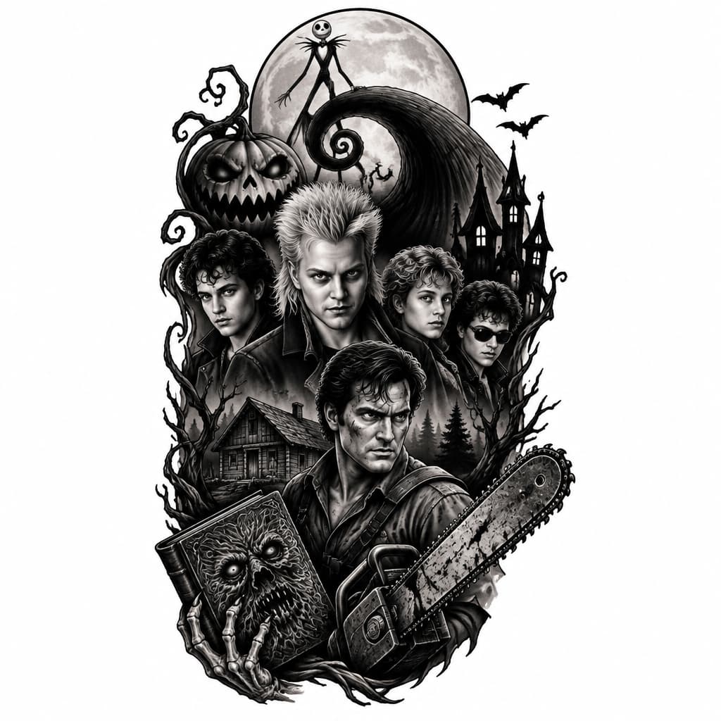 AI 生成的 Horror inspired tattoo themes like nightmare before… 纹身设计