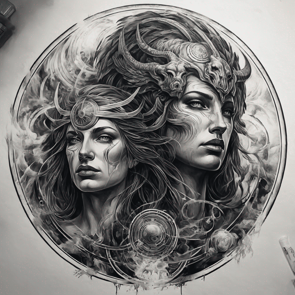 ares and prometheus. Ares as a female. all in individual circles