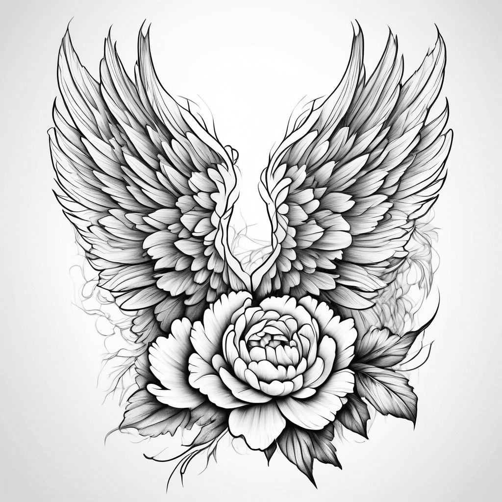 One angel wing in loving memory peony flowers