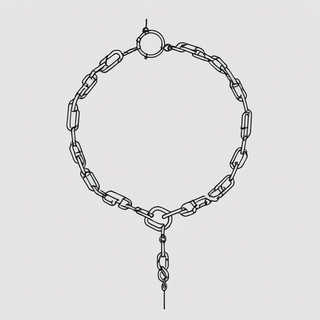 Intricate visible broken parts of broken chain link bracelet tattoo wrapped around the wrist, resting just below the hand, symbolizing freedom and resilience.