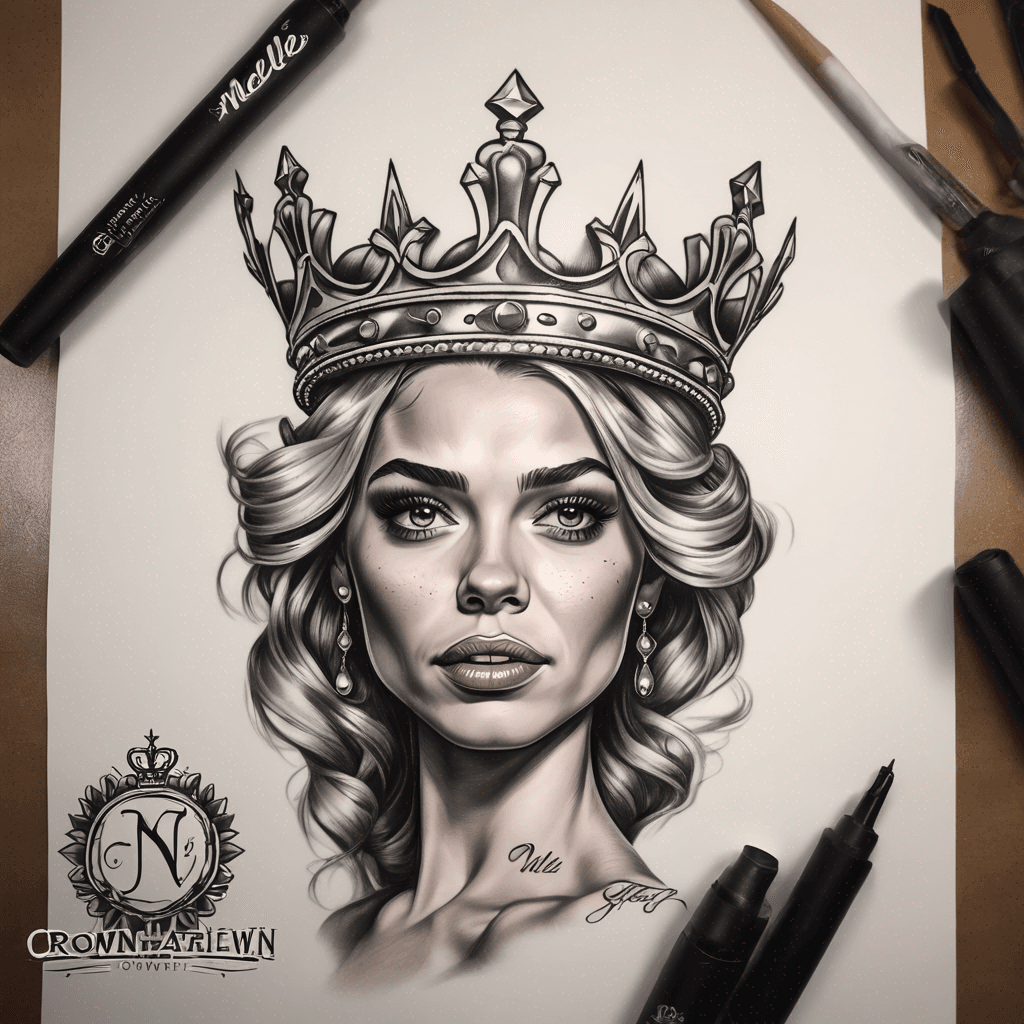 Traditional Crown with the name “Nelle” at bottom
