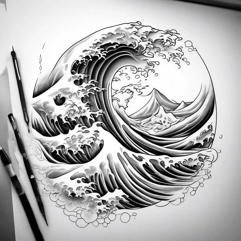 La Gran Ola de Kanagawa quiero esa ilustracion tatuada en una pierna desde antes de la cadera hasta antes de la rodilla