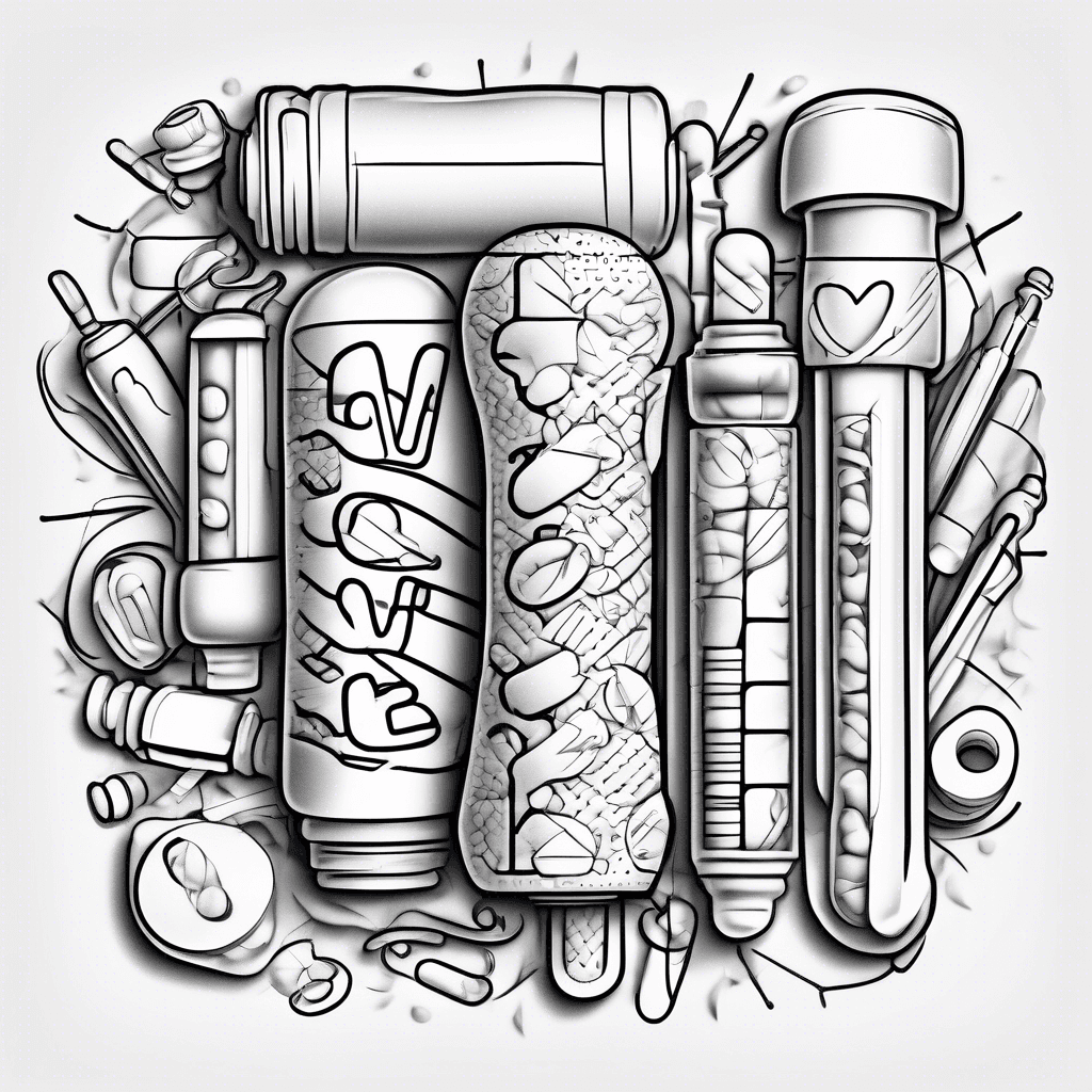 bandaids, stethoscope, syringes, and pills spelling LOVE