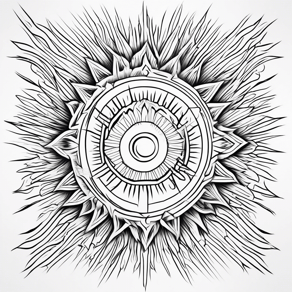 Fine line outline of the Filipino sun