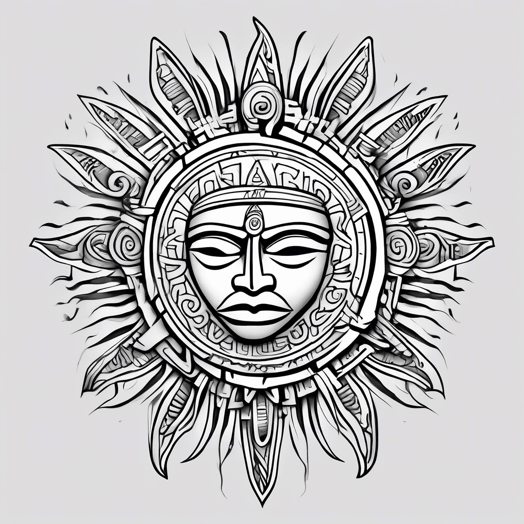 Puerto Rican Taino sun back tattoo