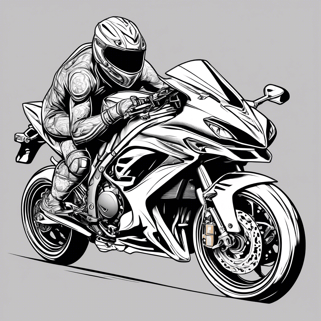 A Kawasaki Ninja sports bike with a rider