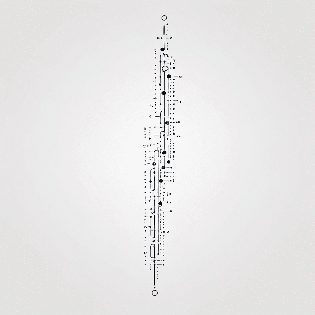 GaleFlow Bureplyn, converted to Morse code, 17 by 2 cm, vertical, matching with original translation 100%, bold lines and dots, white background, minimalism, scar style