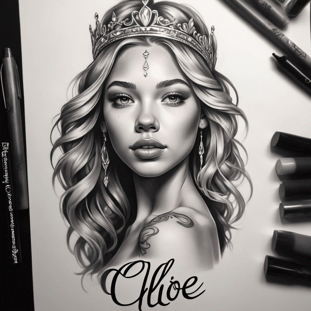 The name chloe with a tiara around it