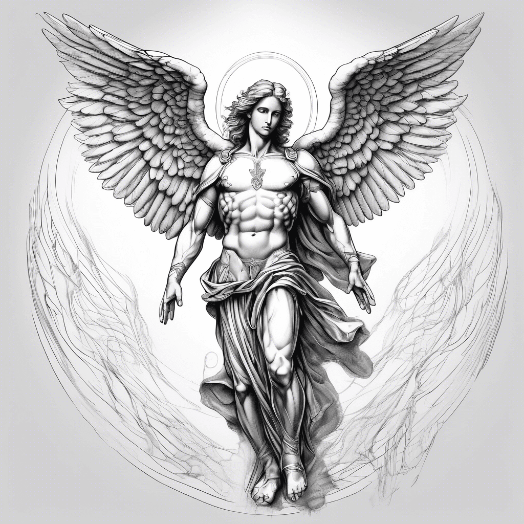 Archangel Michael reaching out with his hand