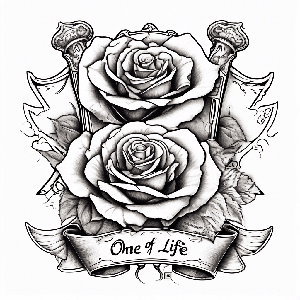 2 roses with ace of spades card and banner saying one life one chance