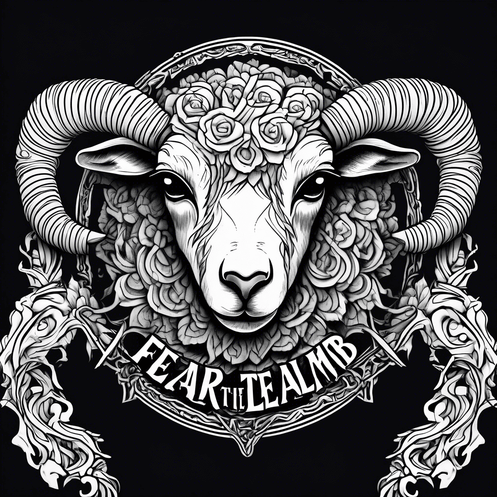 Fear the lamb text, with font from fear the lamb apparel, to be on back, can be from side to side curved or one above another