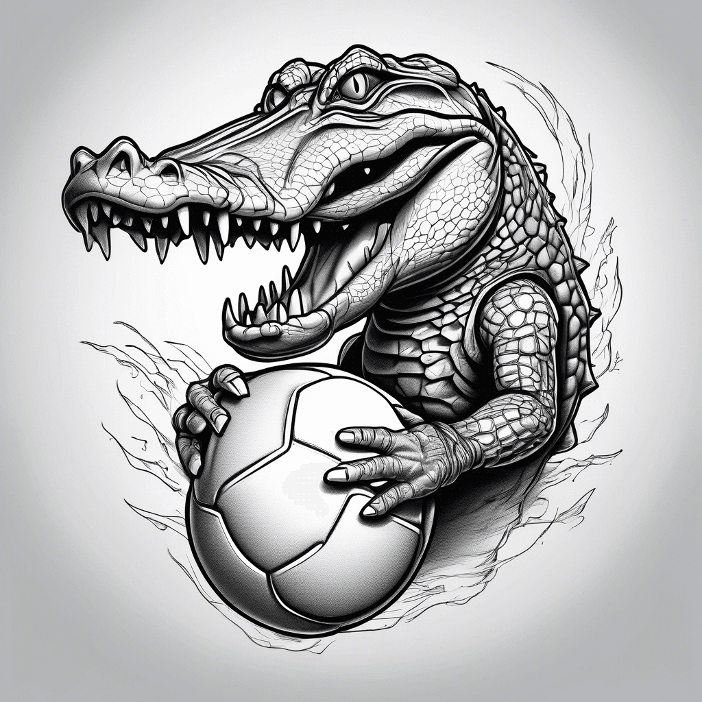 A gator with an uzi and a football
