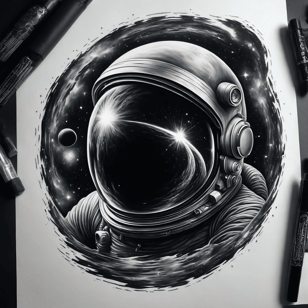 A black hole reflected in an astronaut casque