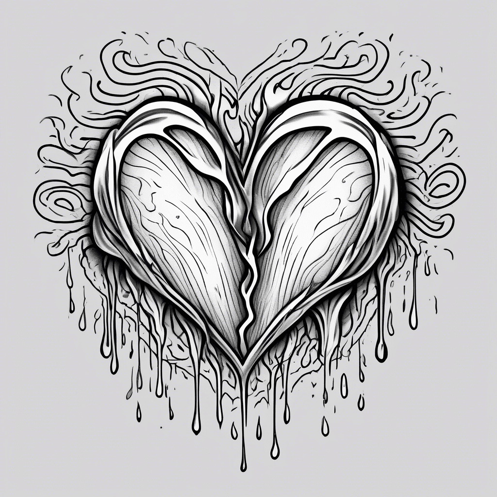 a crying sad heart with the words madness and agony slightly below the heart