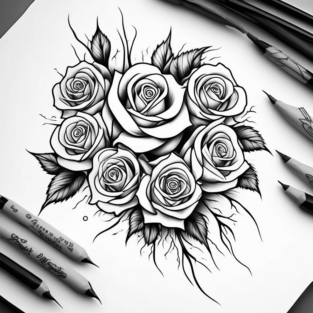 8 rose buds blooming downwards