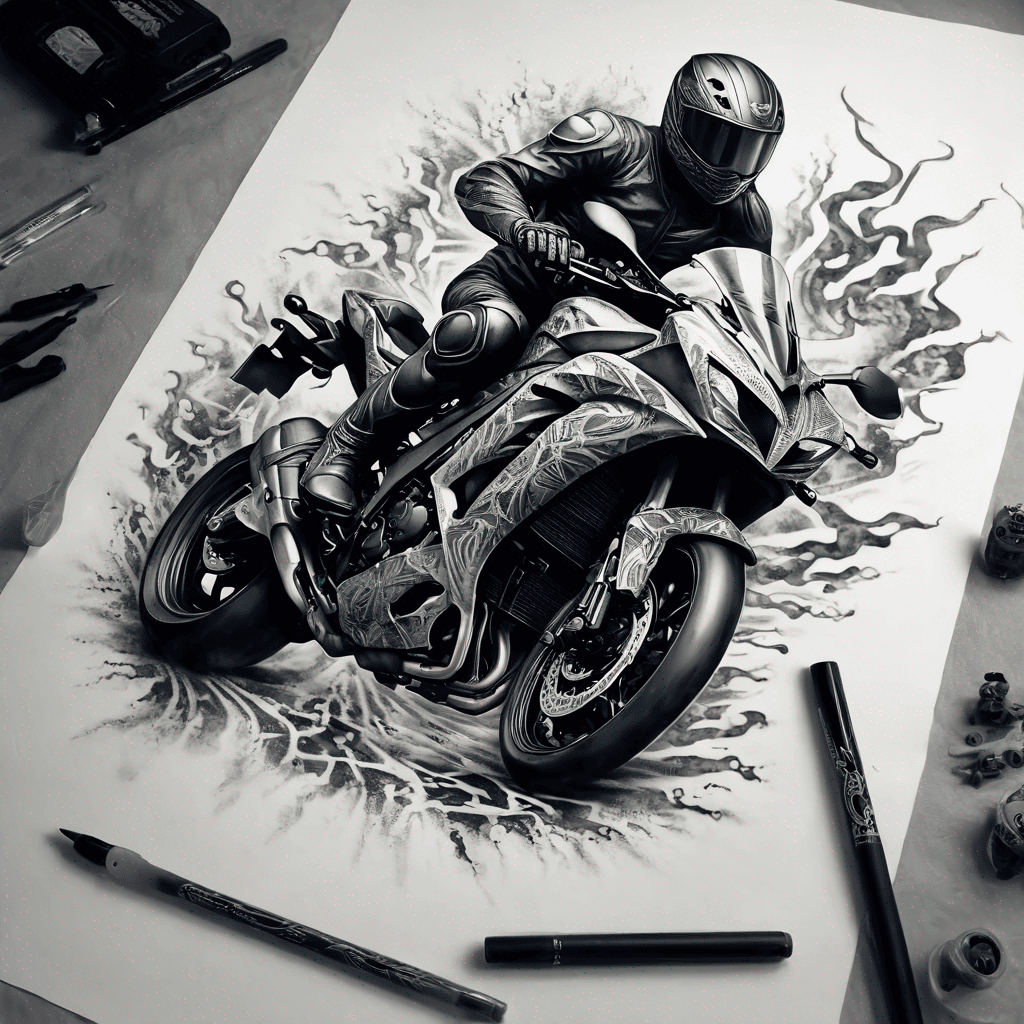 A Kawasaki Ninja sports bike with a rider