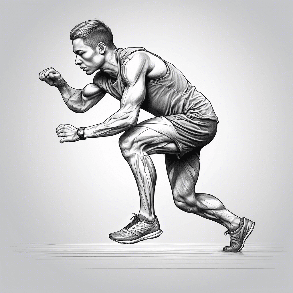 Back side view of Runner who is in a crouch start position