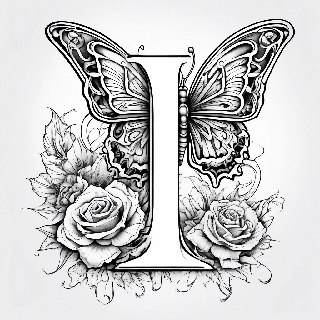I want the letter I in capital letter joined with one side of a butterfly