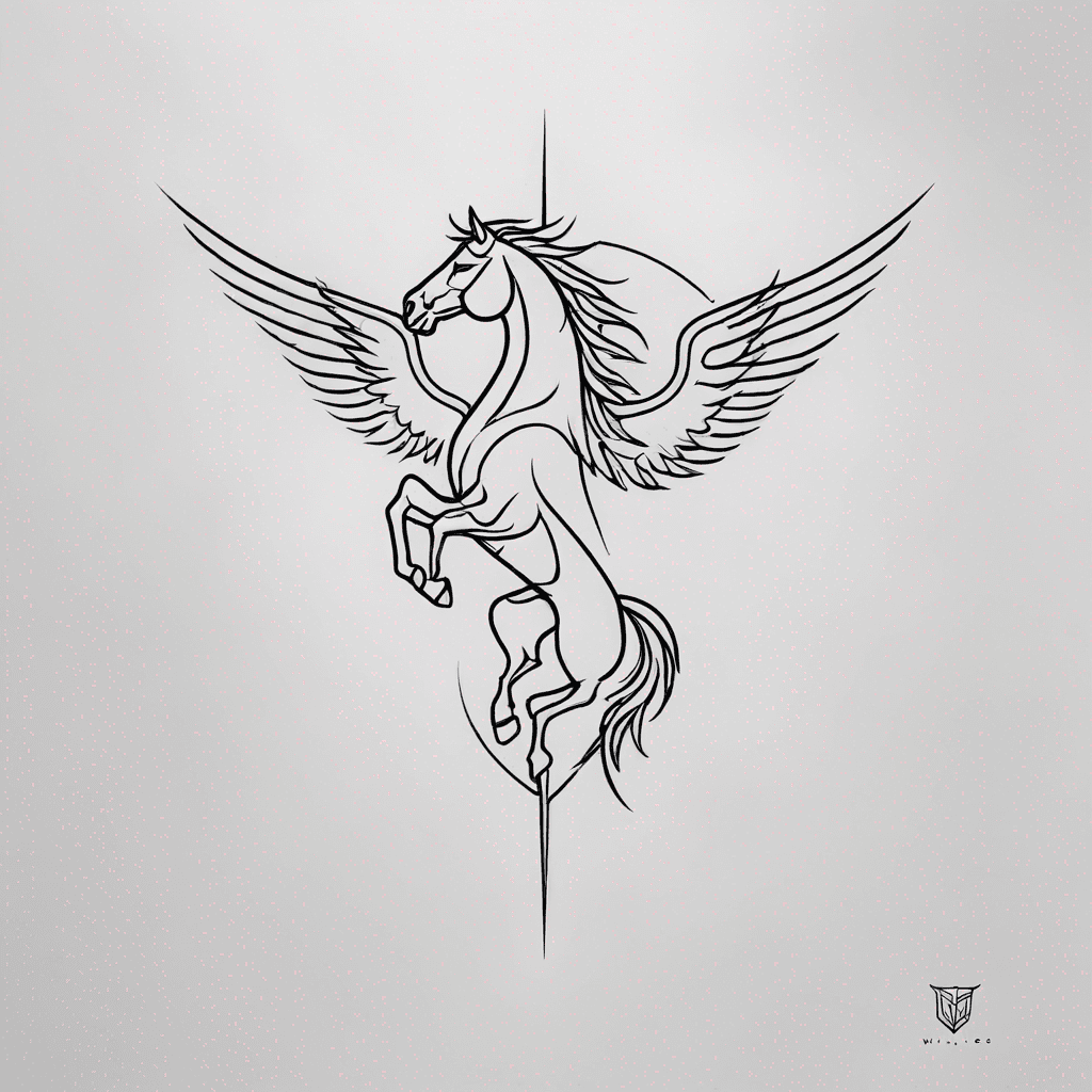 Horse head with eagle wings coming out
