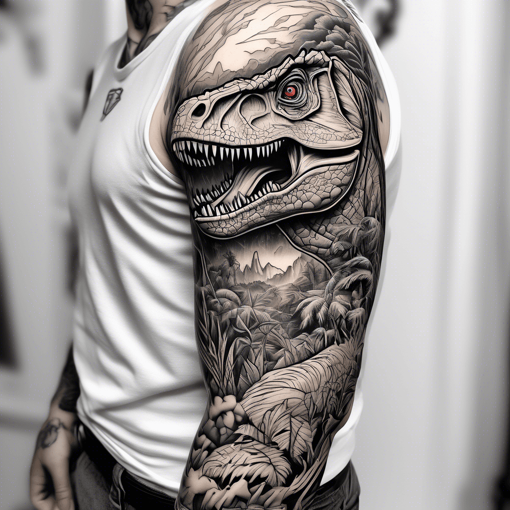 A full sleeve, featuring cover art from Jurassic Park