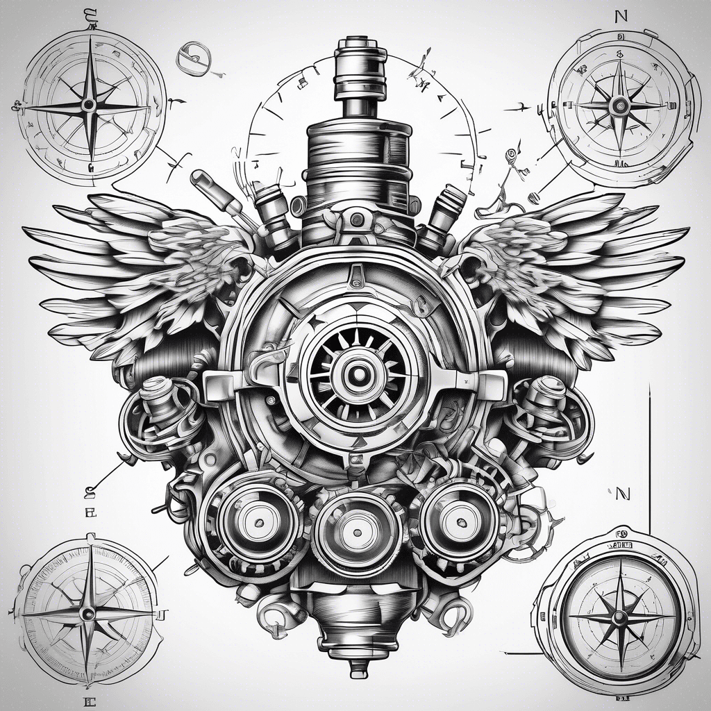 Engine compass with pistons and turbos that shows where I want to go
