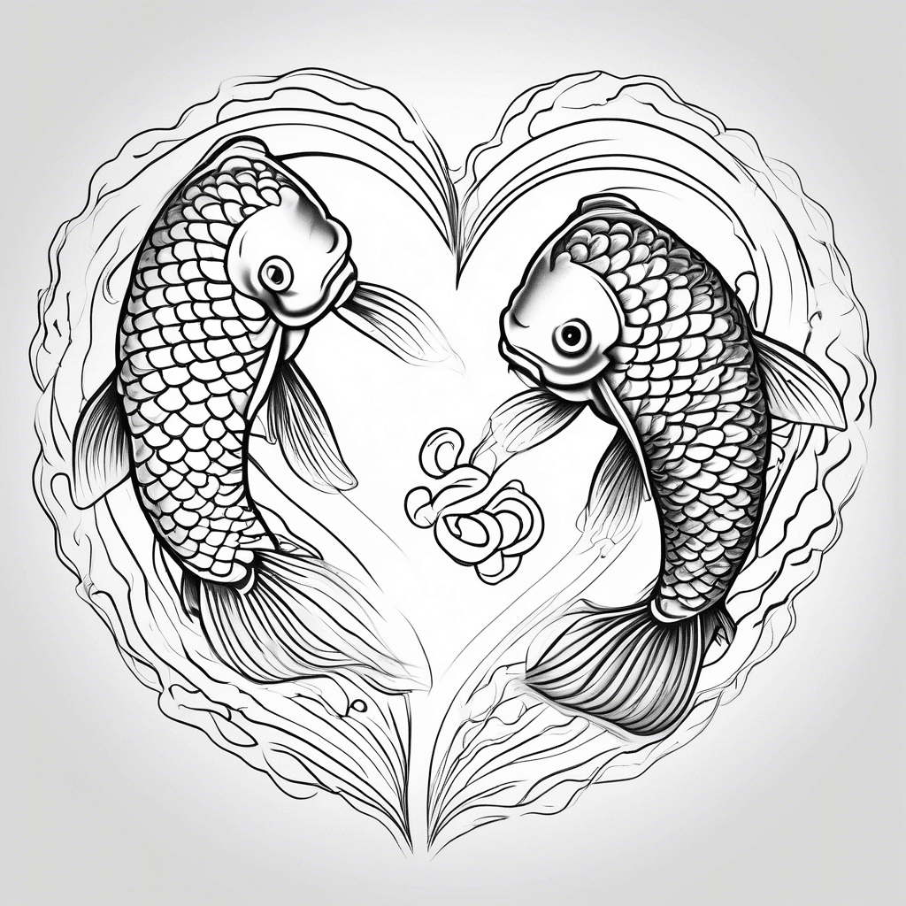 3 small koi fish circling around in a heart shape