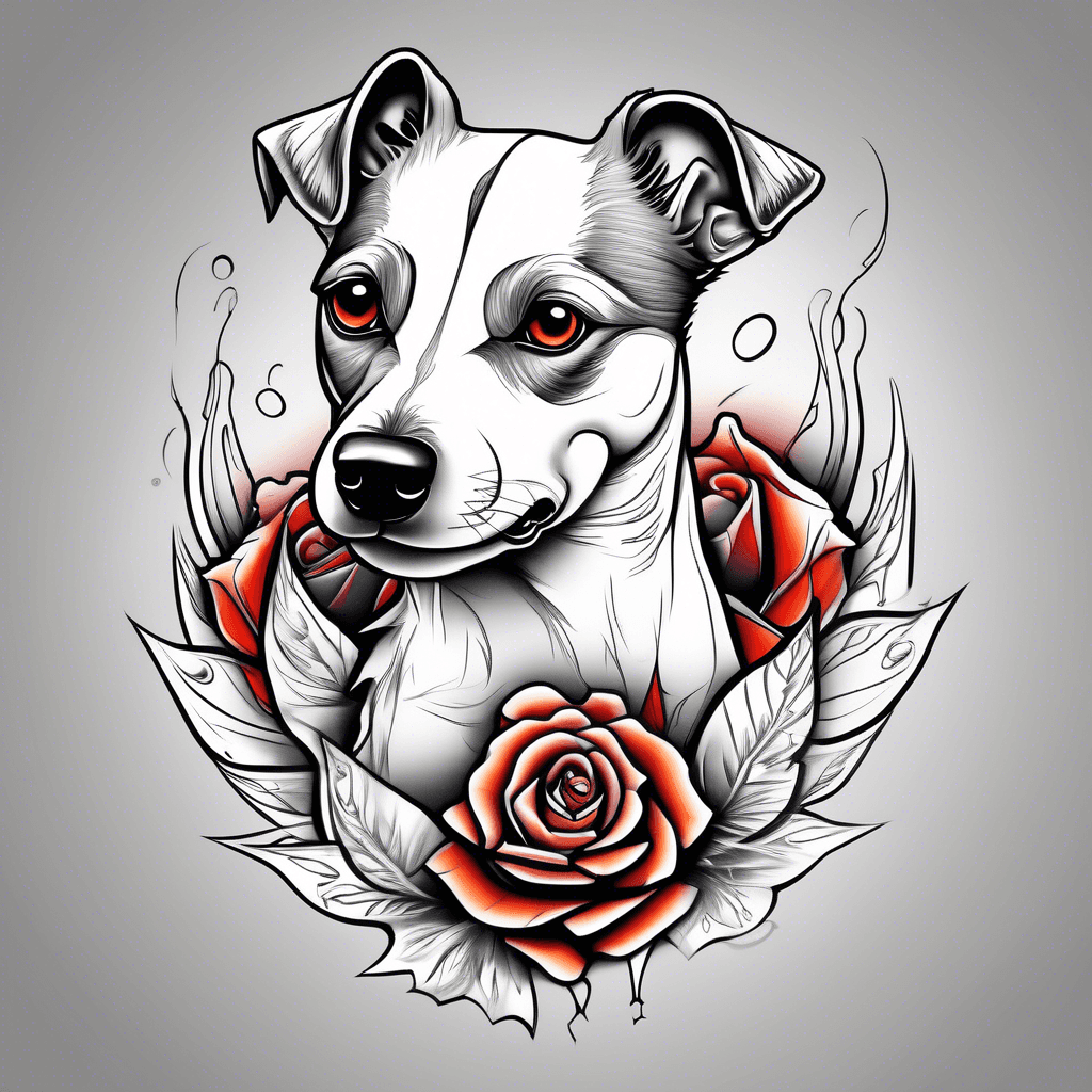 Tattoo showcasing a spirited Jack Russell Terrier dog tattoo design generated with AI