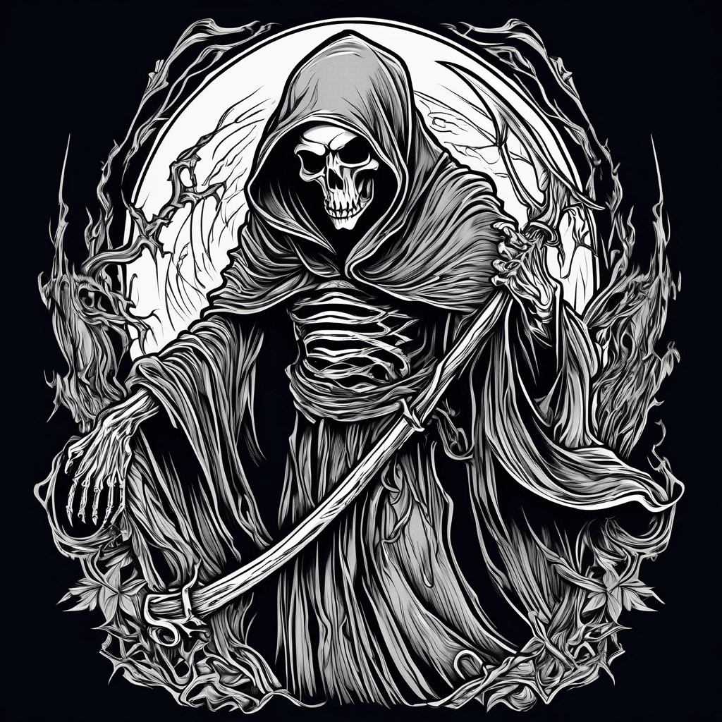 Grim Reaper guiding souls to new life