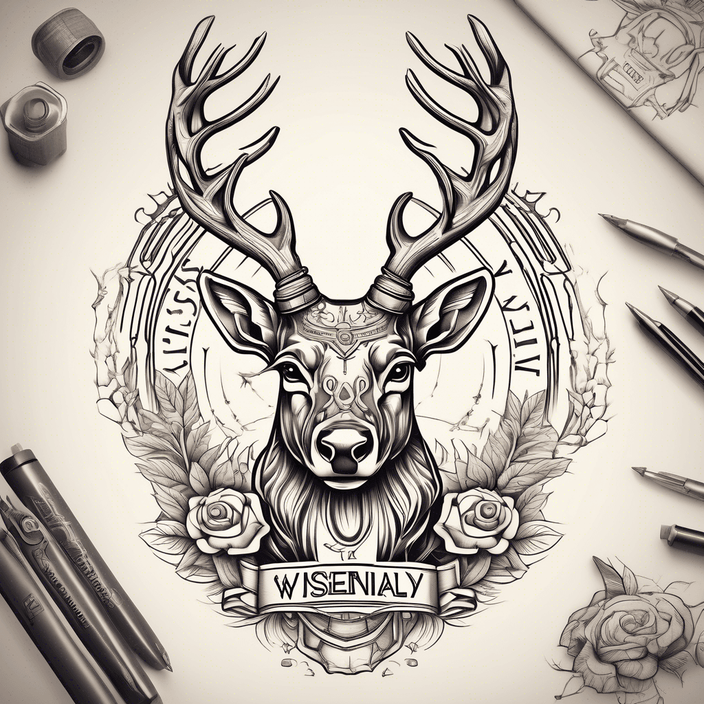 stag head with phrase wisely if sincerely in latin, arsenal cannon and some elements from boxing
