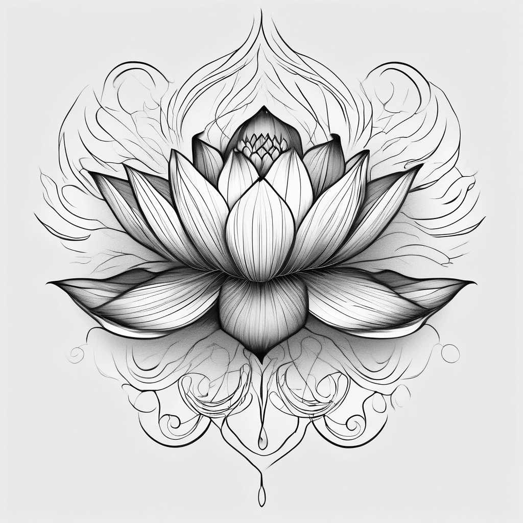 Lotus flower waves wind shadows dragon fly length ways across collar bone