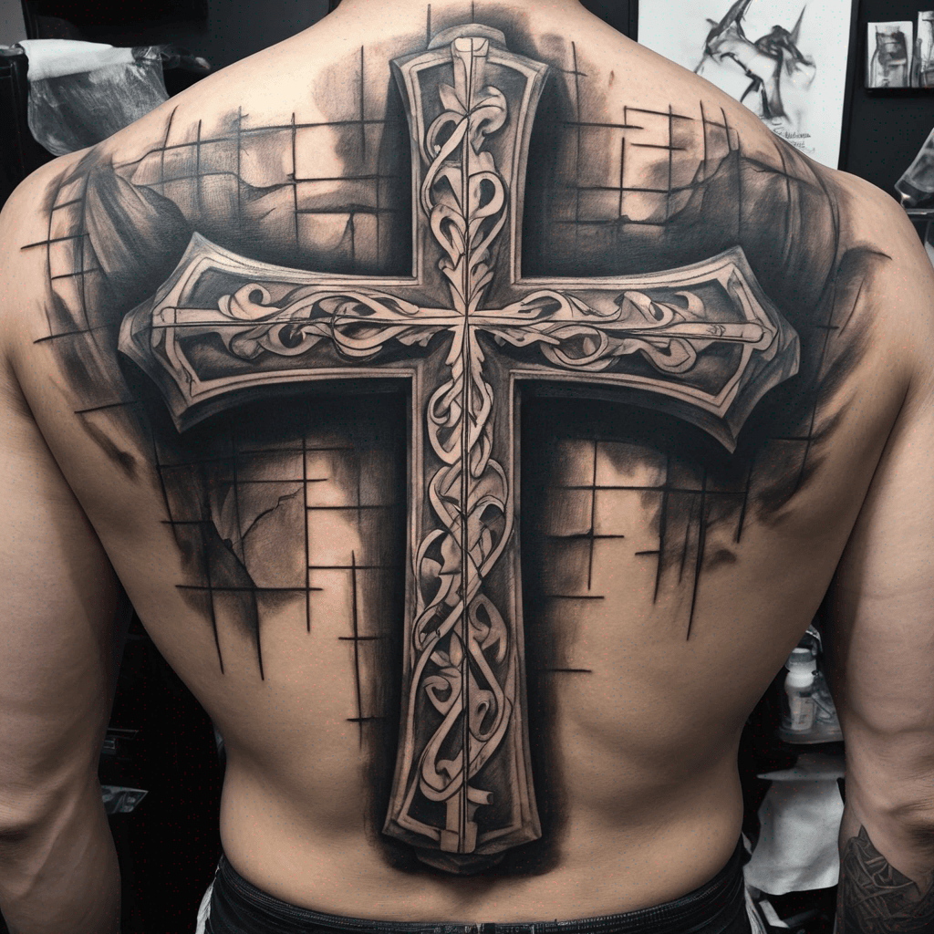 cross with words carved in it