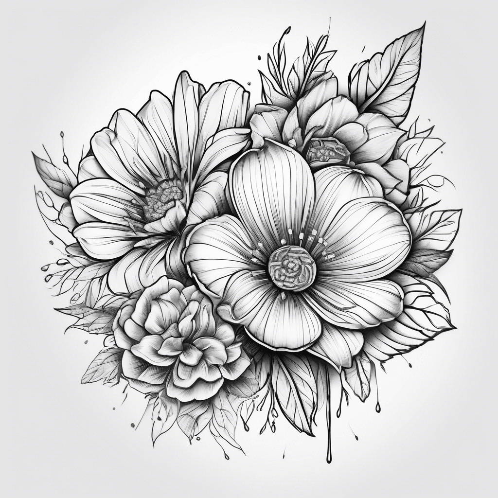 flowers, ring tattoo