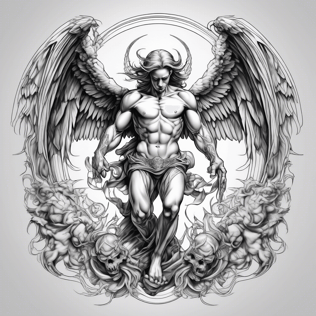 Arch Angel Defeating A Demon Tattoo