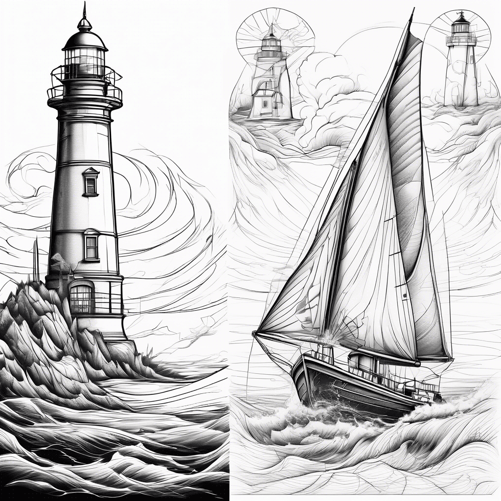 Sailboat and lighthouse