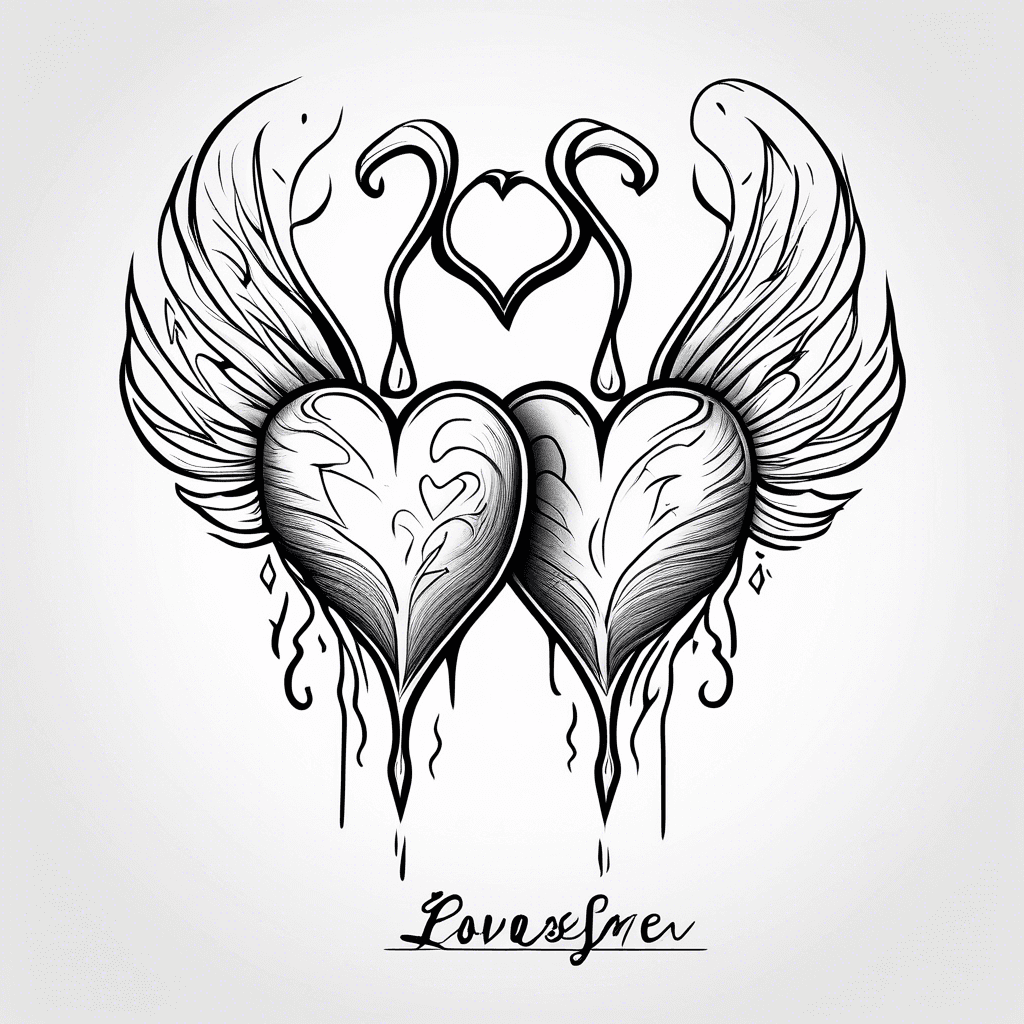 Two minimalist hearts with the wording "lovesick since 2023"