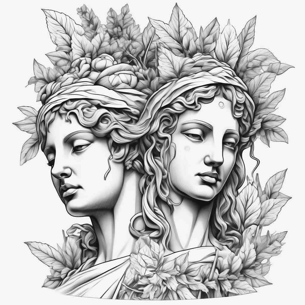 statues grec corps femmes dans foret