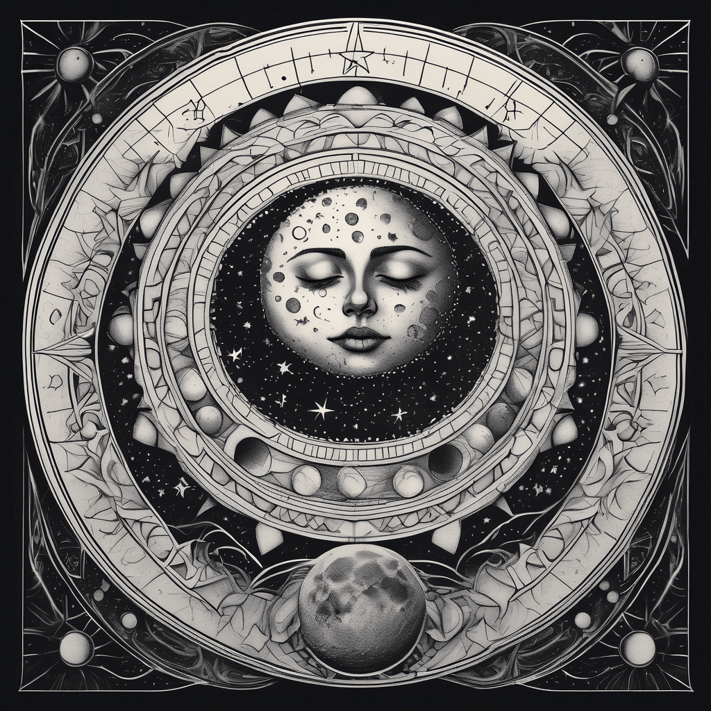 Moon phases and stars around the knee