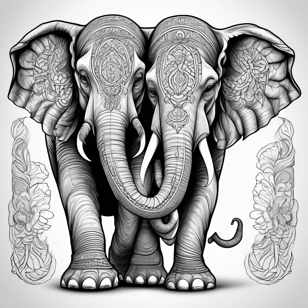thai elephant trunk up with the names Jordan and Sydney embedded in Thai