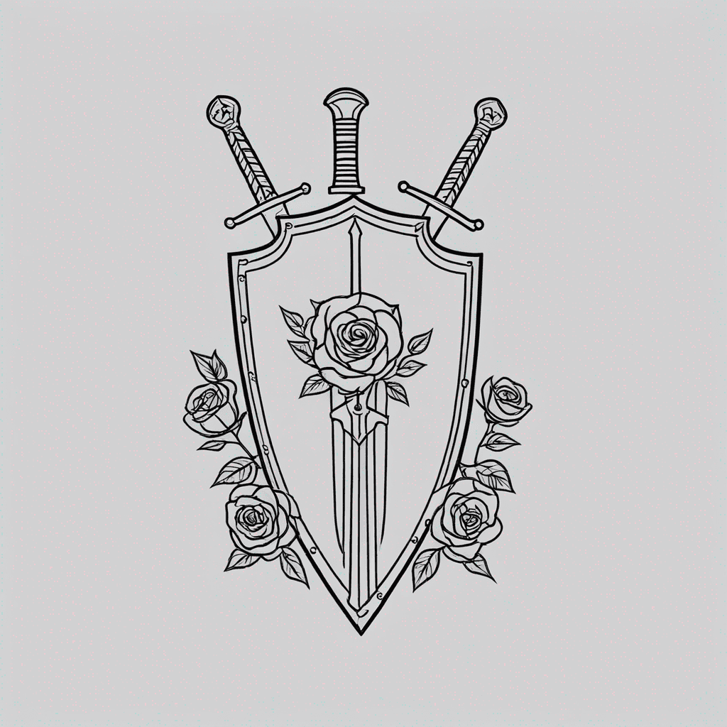 Roman gladiator bad ass shield and sword and roses
