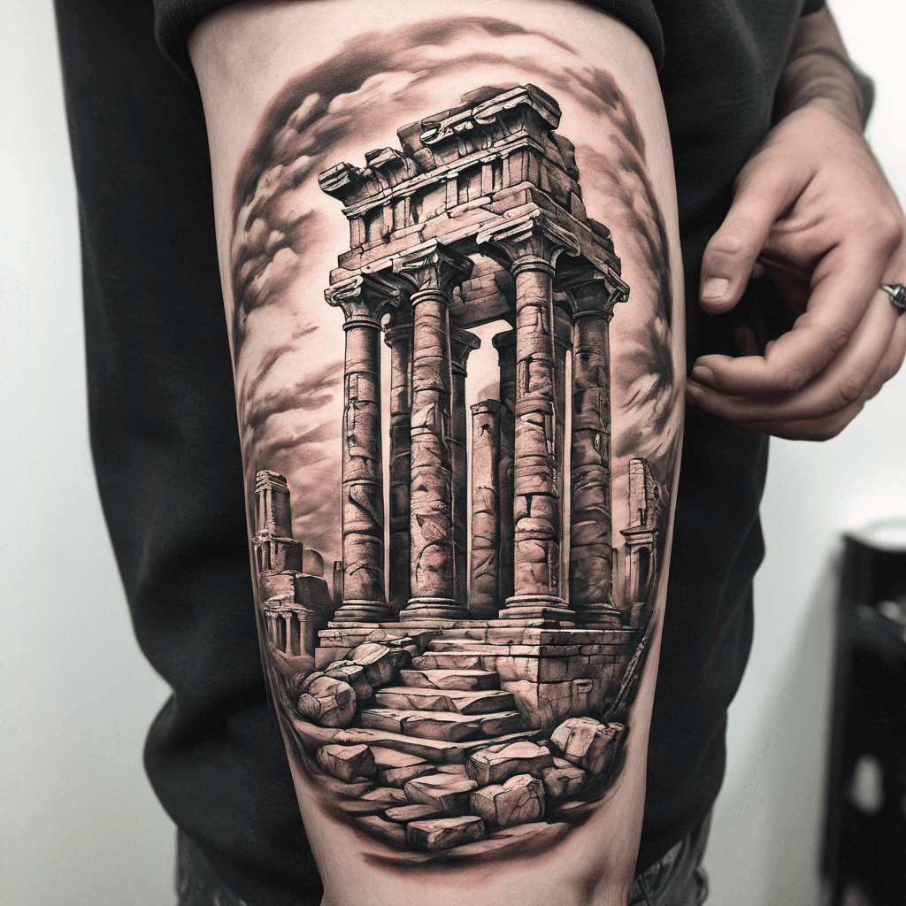 A design inspired by ancient ruins or historical architecture