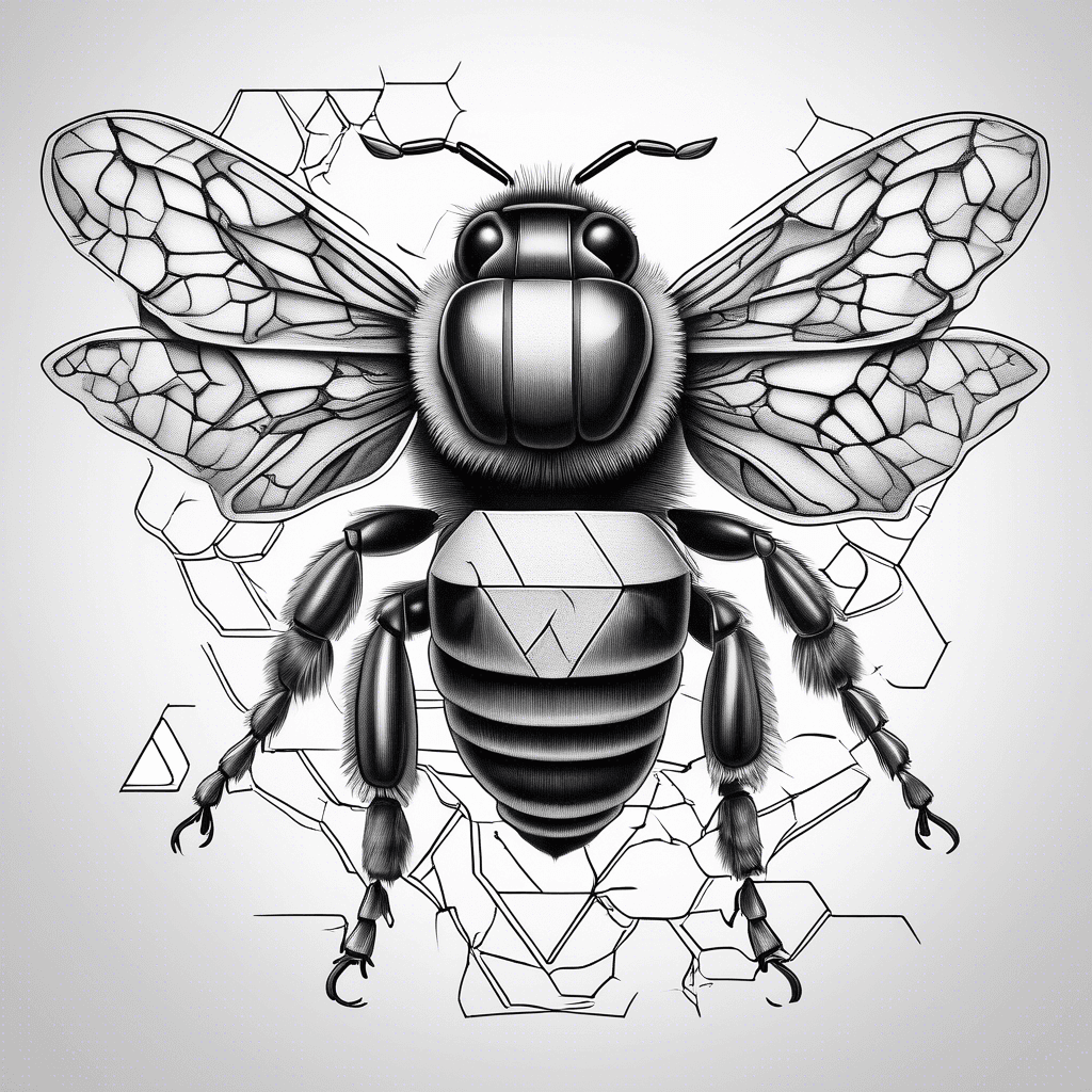 A bumblebee in a sideways flying position carrying a single puzzle piece in its front arms