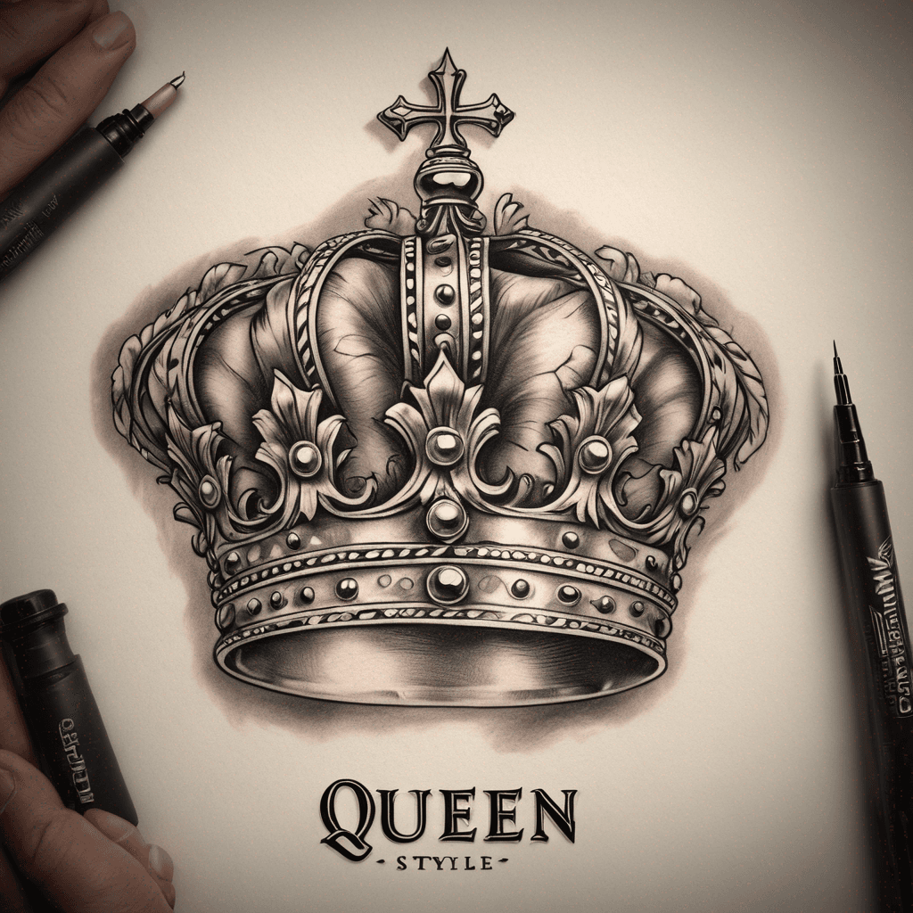 Queen style Crown with the name “Nelle” in vintage font with royal background