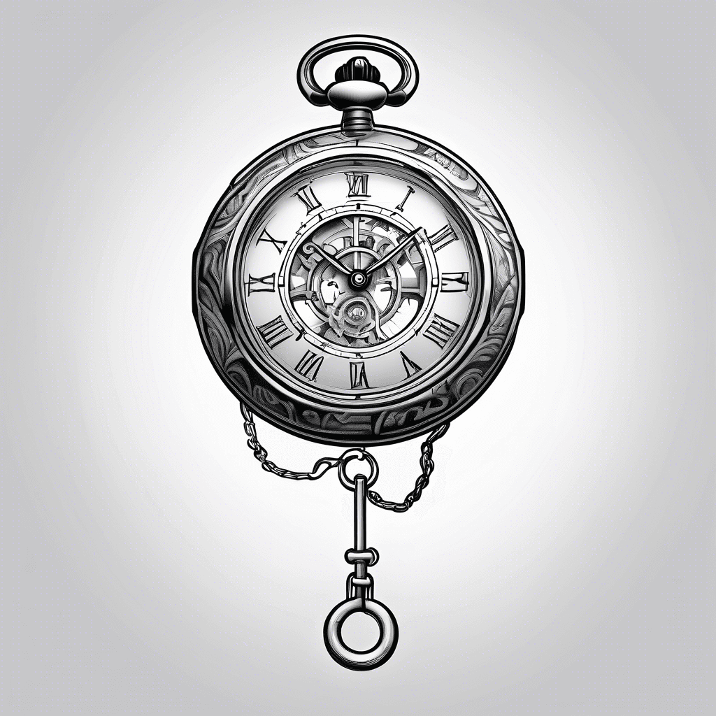 Pocket watch with key in chain