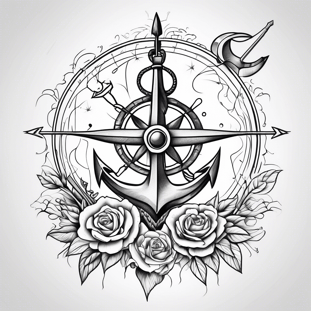 Anchor bow and arrow compass moon